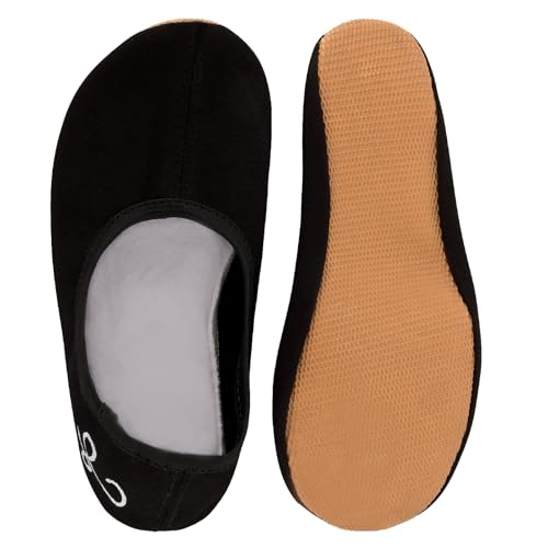 Siegertreppchen Gymnastikschuhe Stoff (Größe 37) Schwarz Turnschläppchen für Mädchen & Jungen - Ballettschuhe atmungsaktiv & rutschfest – Schläppchen – Ballerinas von Siegertreppchen