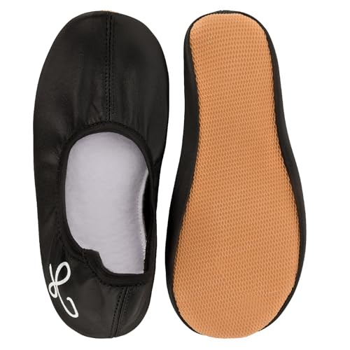 Siegertreppchen Turnschläppchen Leder (Größe 33) Schwarz, Gymnastikschuhe für Kinder & Erwachsene - Ballettschuhe atmungsaktiv & rutschfest von Siegertreppchen
