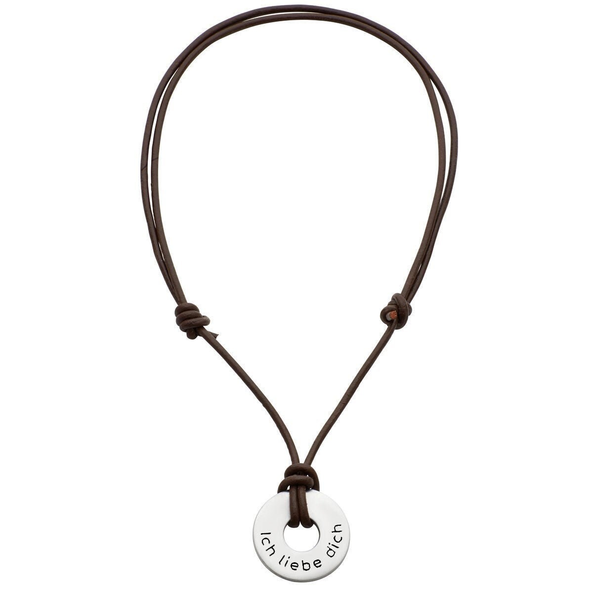 Halskette Wunschgravur Mit Braunem Lederband von Siegtaler