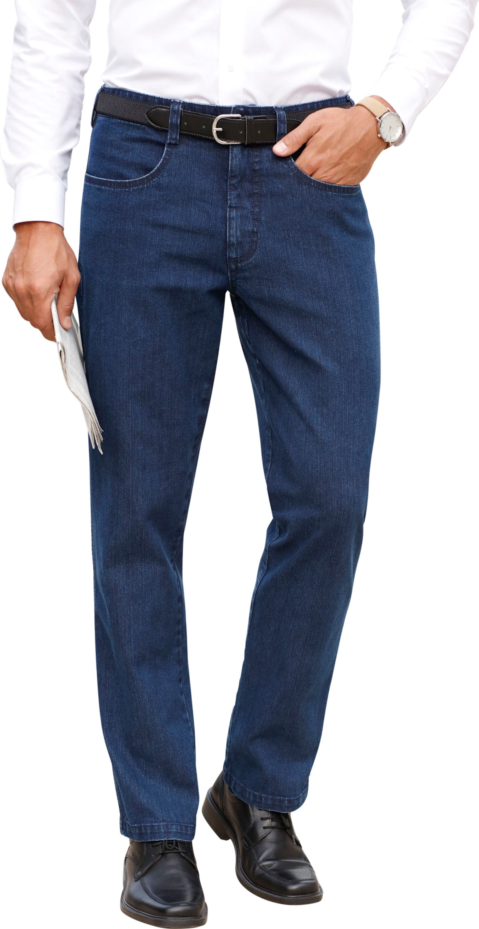 Sieh an! Herren Jeans mit Gürtel, blue-stone-washed von Sieh an!