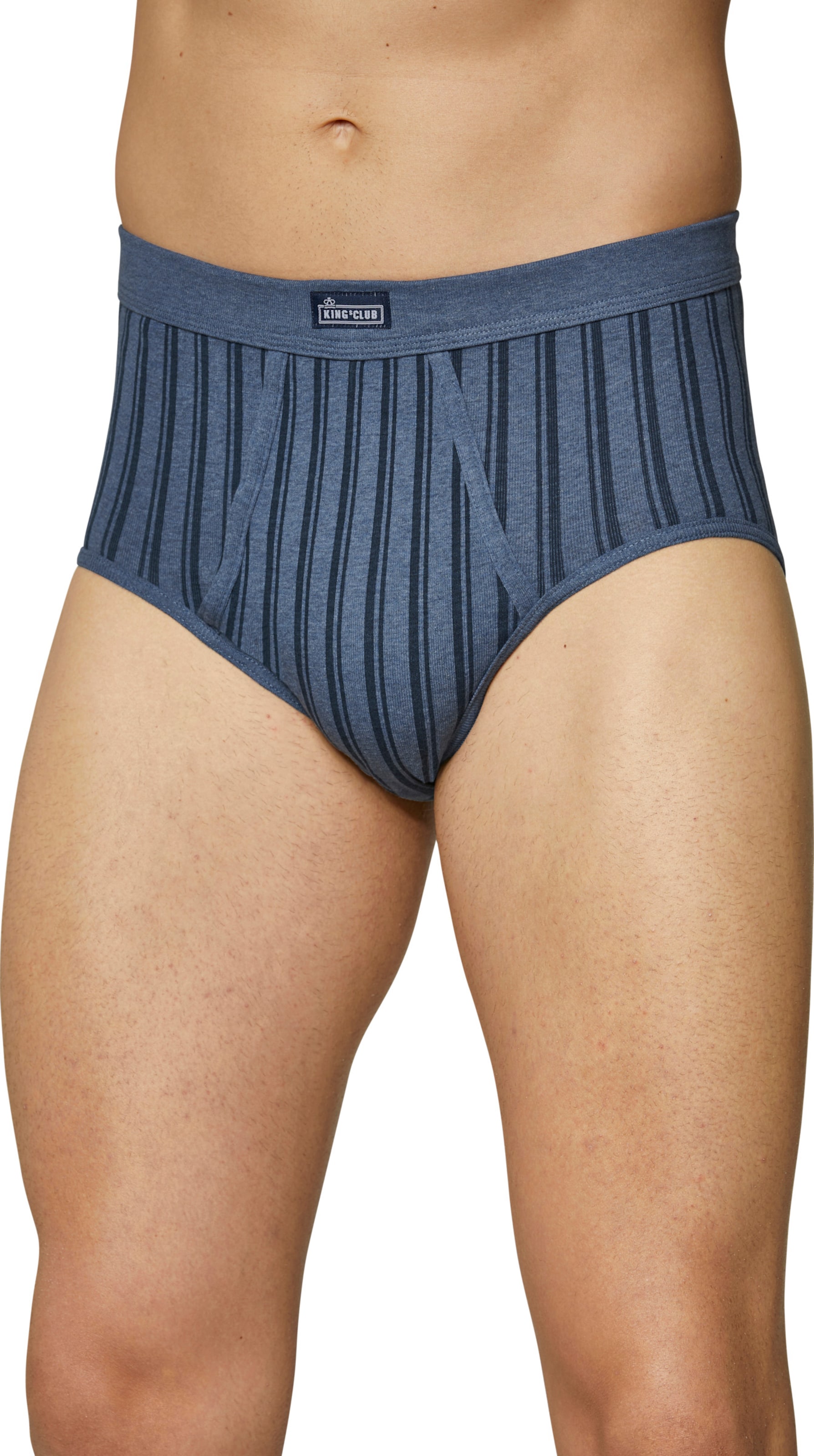 Sieh an! Herren Slip blau-gestreift von KINGsCLUB