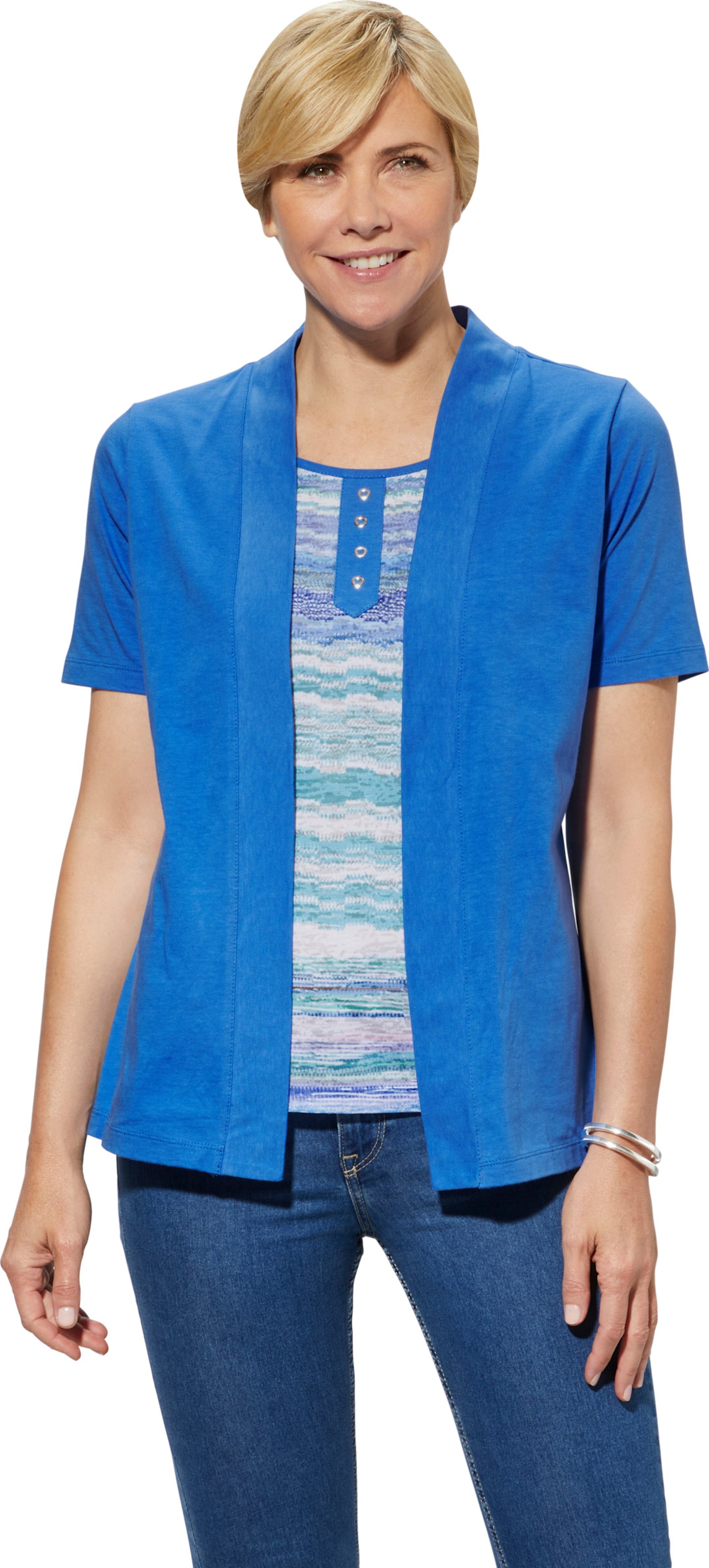 Sieh an! Damen 2-in-1-Shirt blau-gemustert von Sieh an!