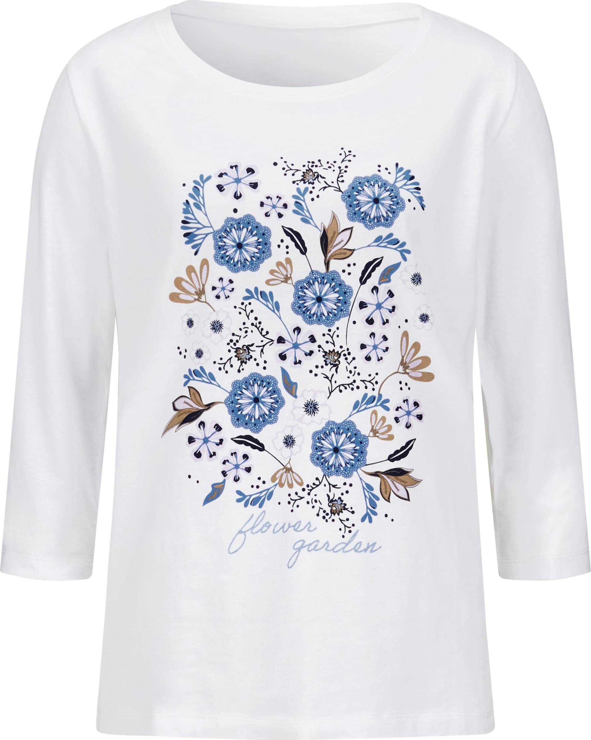 Sieh an! Damen 3/4-Arm-Shirt mit Blumen-Motiv, ecru-topas von Sieh an!