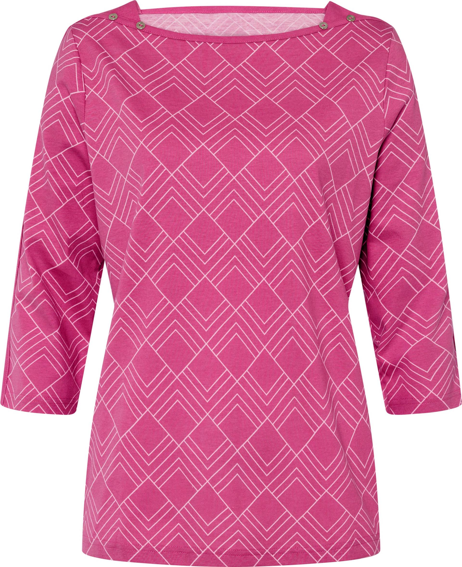 Sieh an! Damen 3/4-Arm-Shirt mit U-Boot-Ausschnitt, fuchsia-ecru-bedruckt von Sieh an!