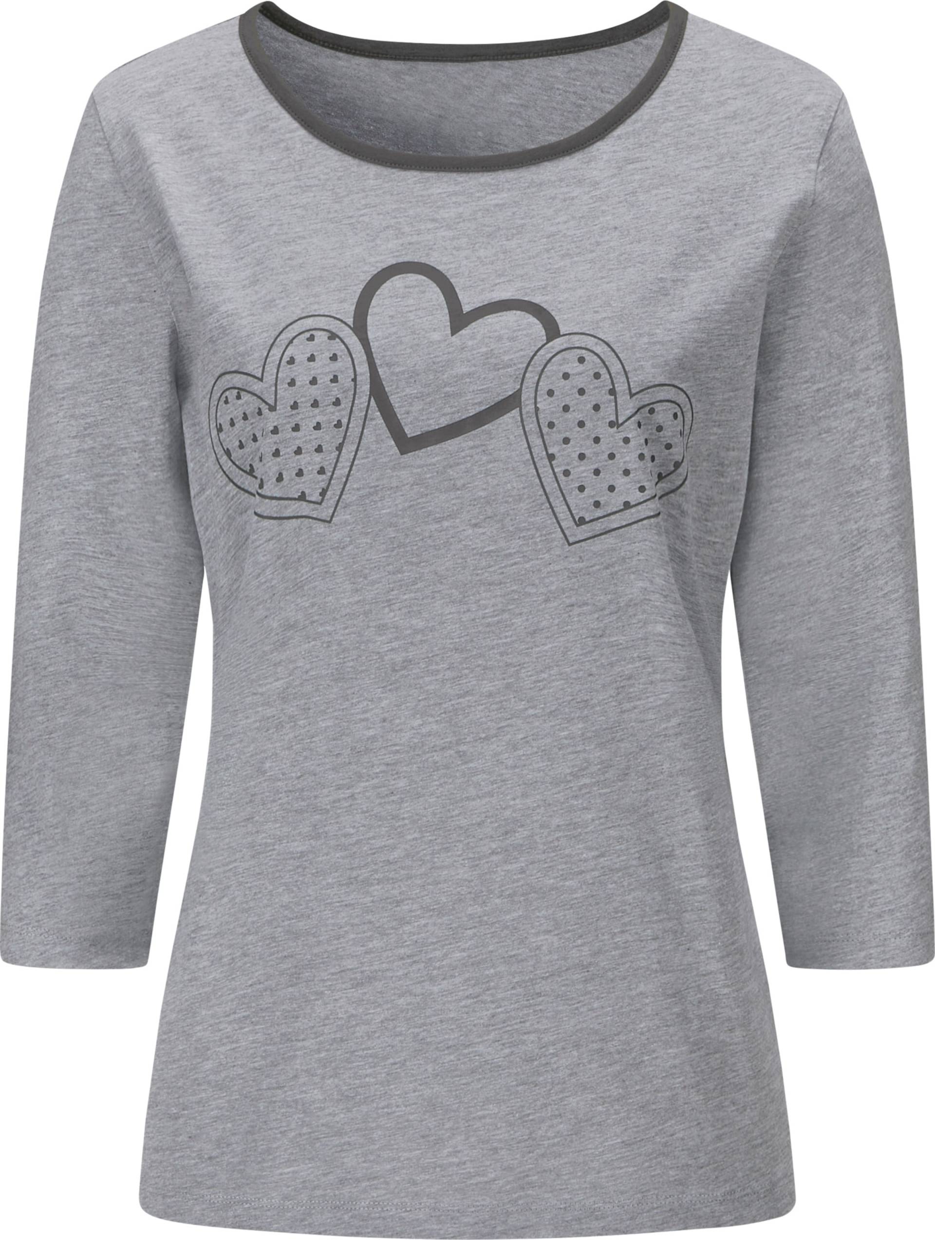 Sieh an! Damen 3/4-Arm-Shirt mit Herz-Motiv, grau-meliert-graphit von Sieh an!