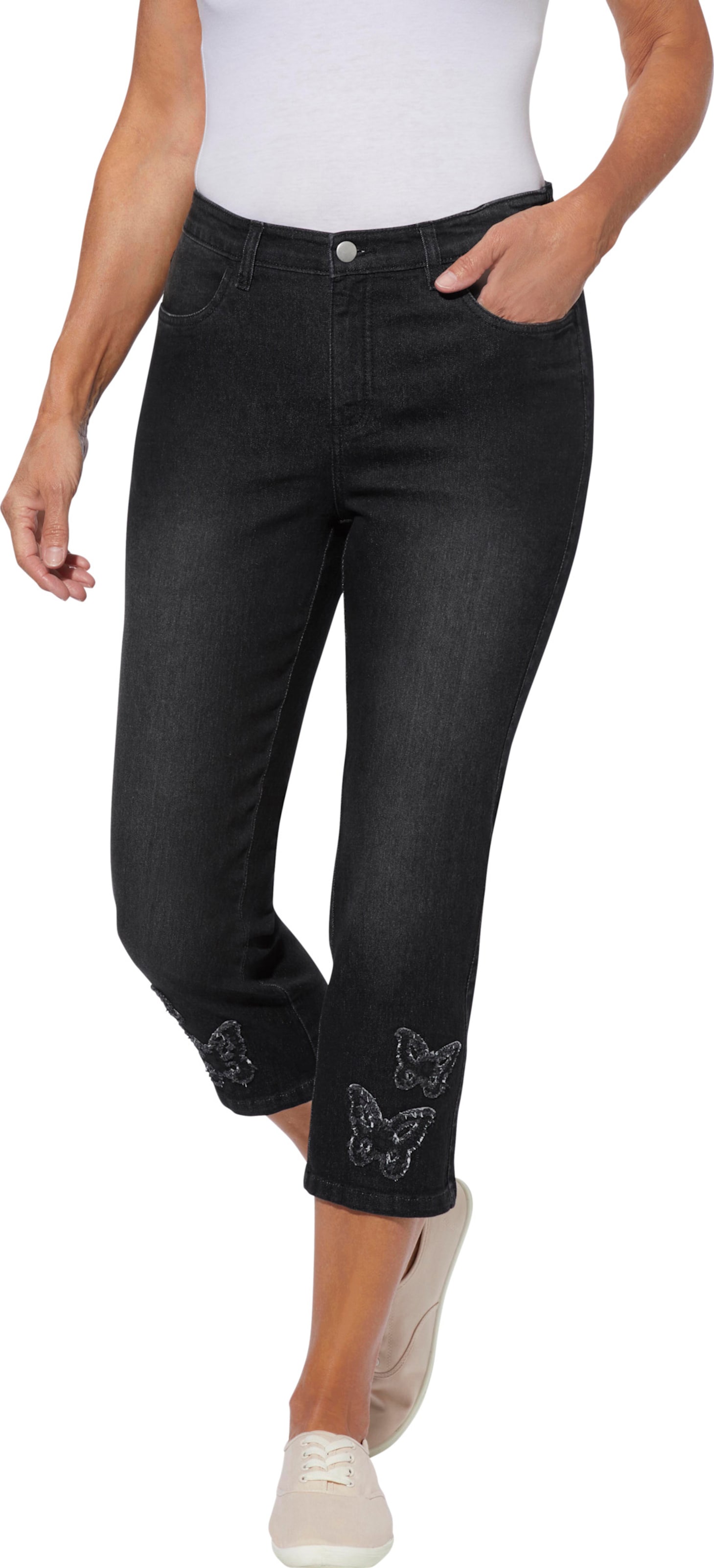 Sieh an! Damen 3/4-Jeans black denim von Sieh an!