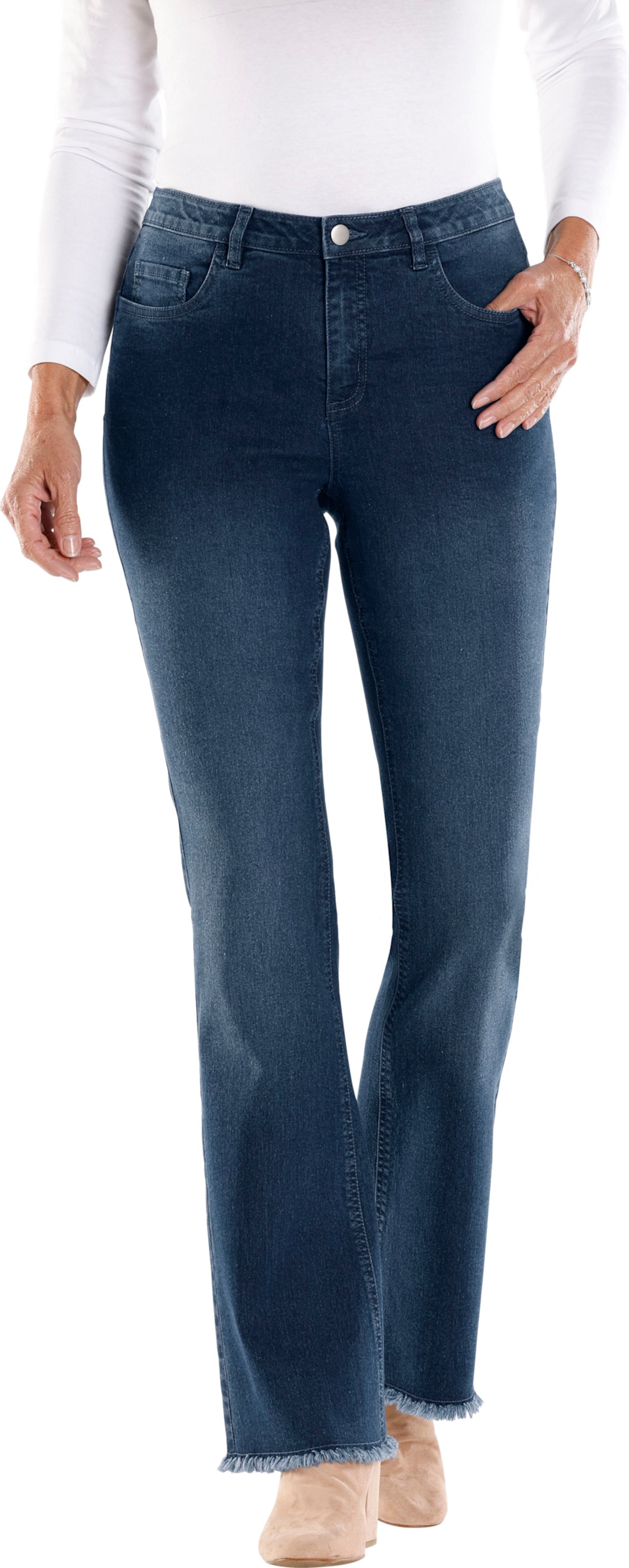 Sieh an! Damen Bootcut-Jeans blue-stone-washed von Sieh an!