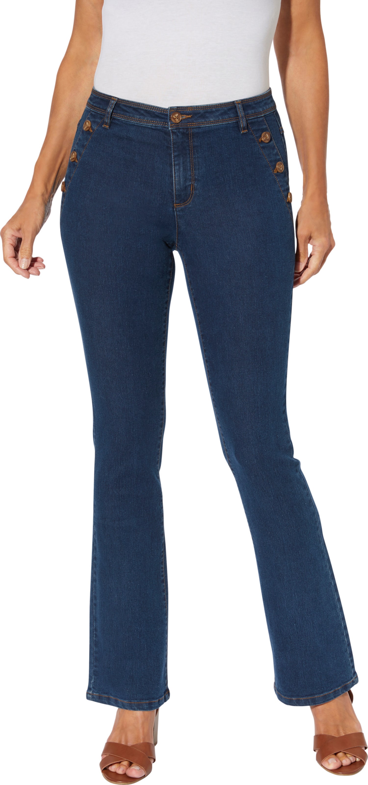 Sieh an! Damen Bootcut-Jeans blue-stone-washed von Sieh an!