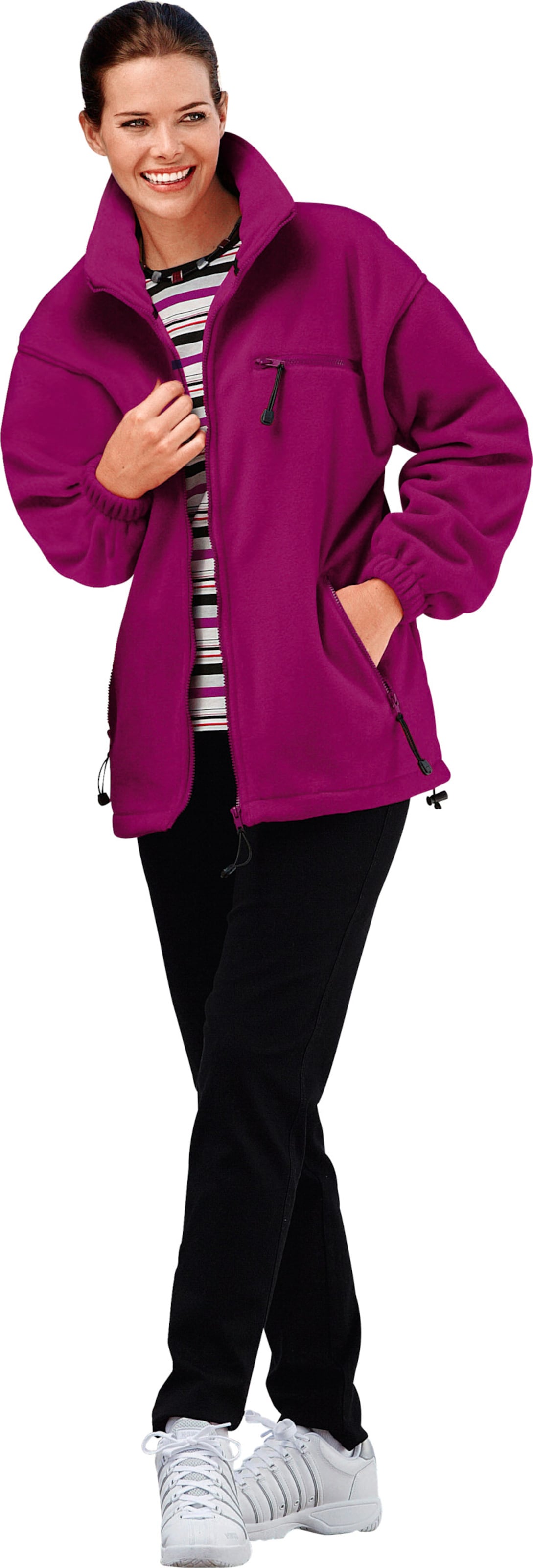 Sieh an! Damen Fleecejacke mit elastischen Ärmelbündchen, fuchsia von Sieh an!