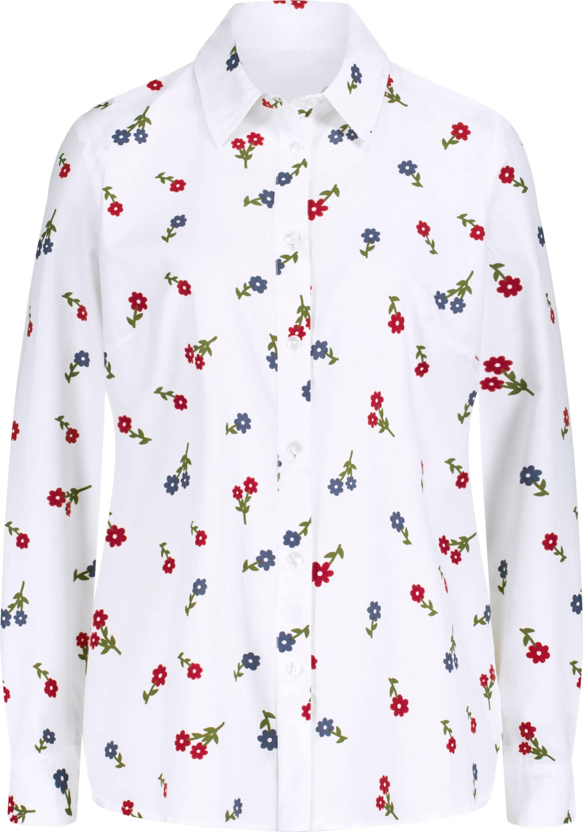 Sieh an! Damen Hemdbluse mit Blütendruck, weiß-rot-bedruckt von Sieh an!