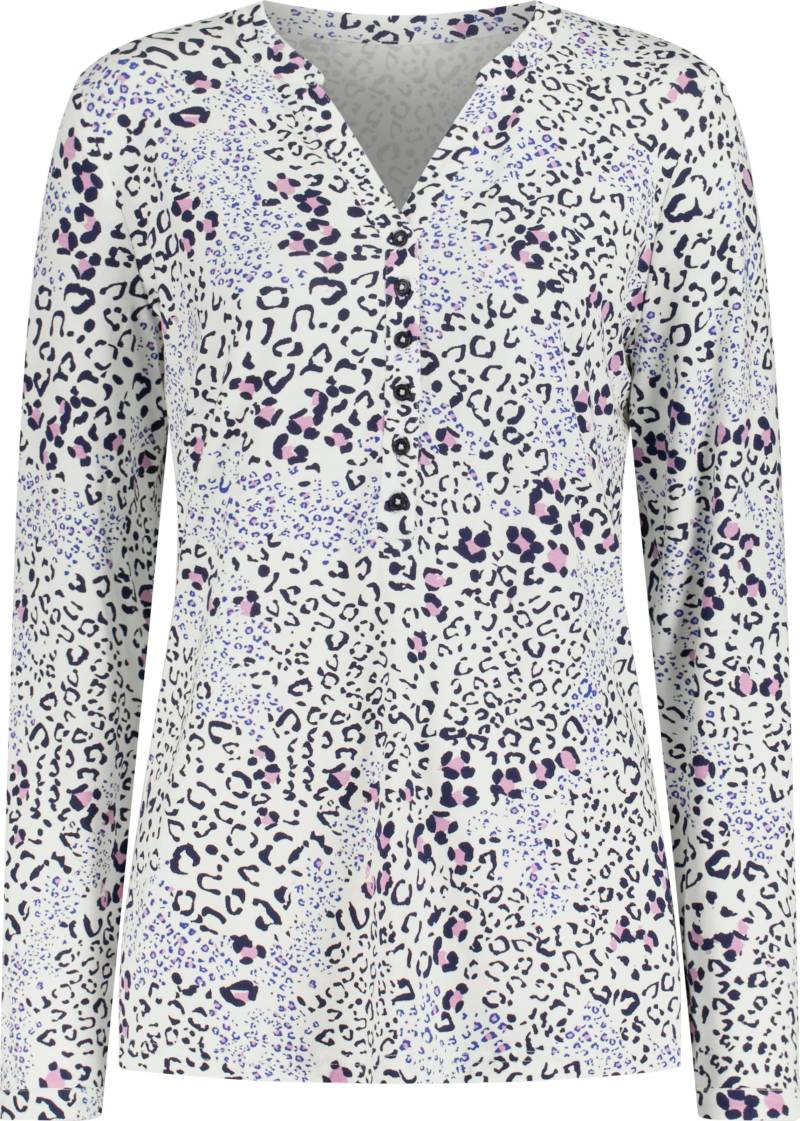 Sieh an! Damen Jersey-Bluse mit Knopfleiste, ecru-marine-bedruckt von Sieh an!