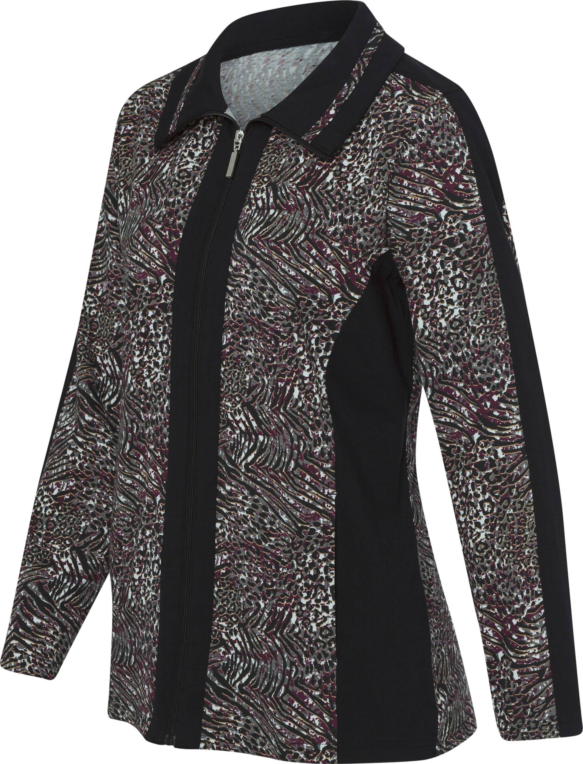 Sieh an! Damen Jersey-Jacke schwarz-grau-burgund-bedruckt von Sieh an!