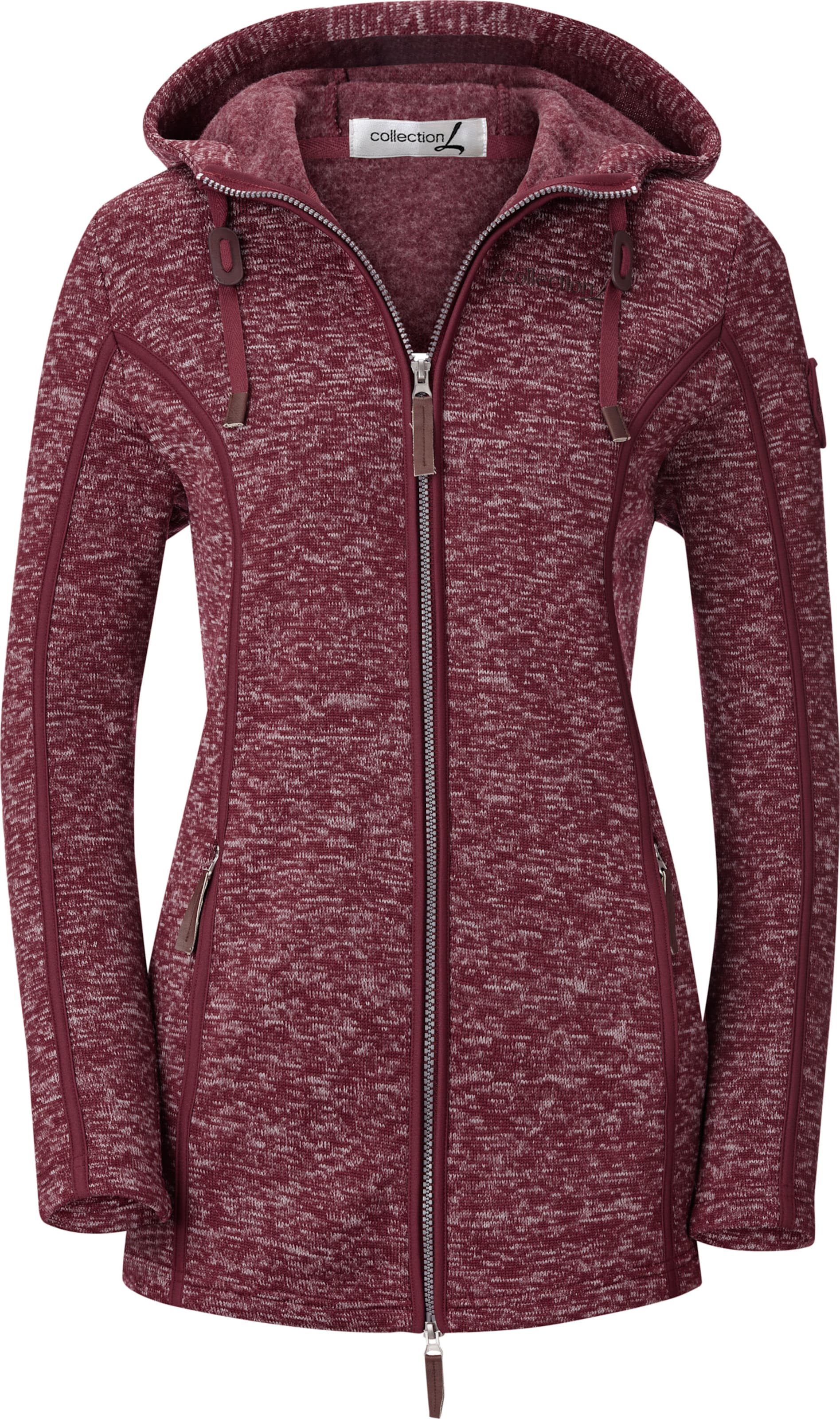 Sieh an! Damen Kapuzenfleecejacke bordeaux-meliert von Sieh an!