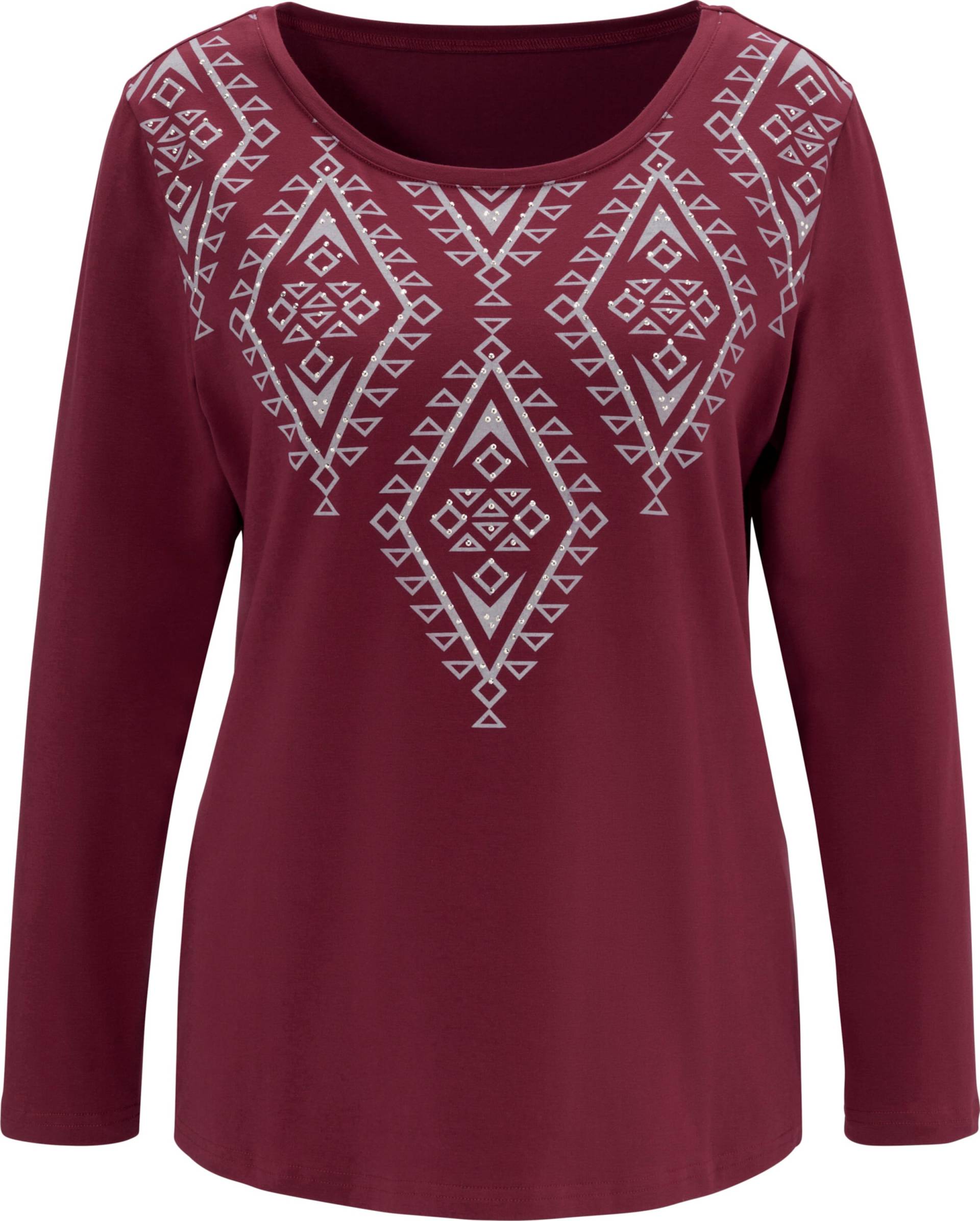 Sieh an! Damen Langarmshirt bordeaux-gemustert von Sieh an!