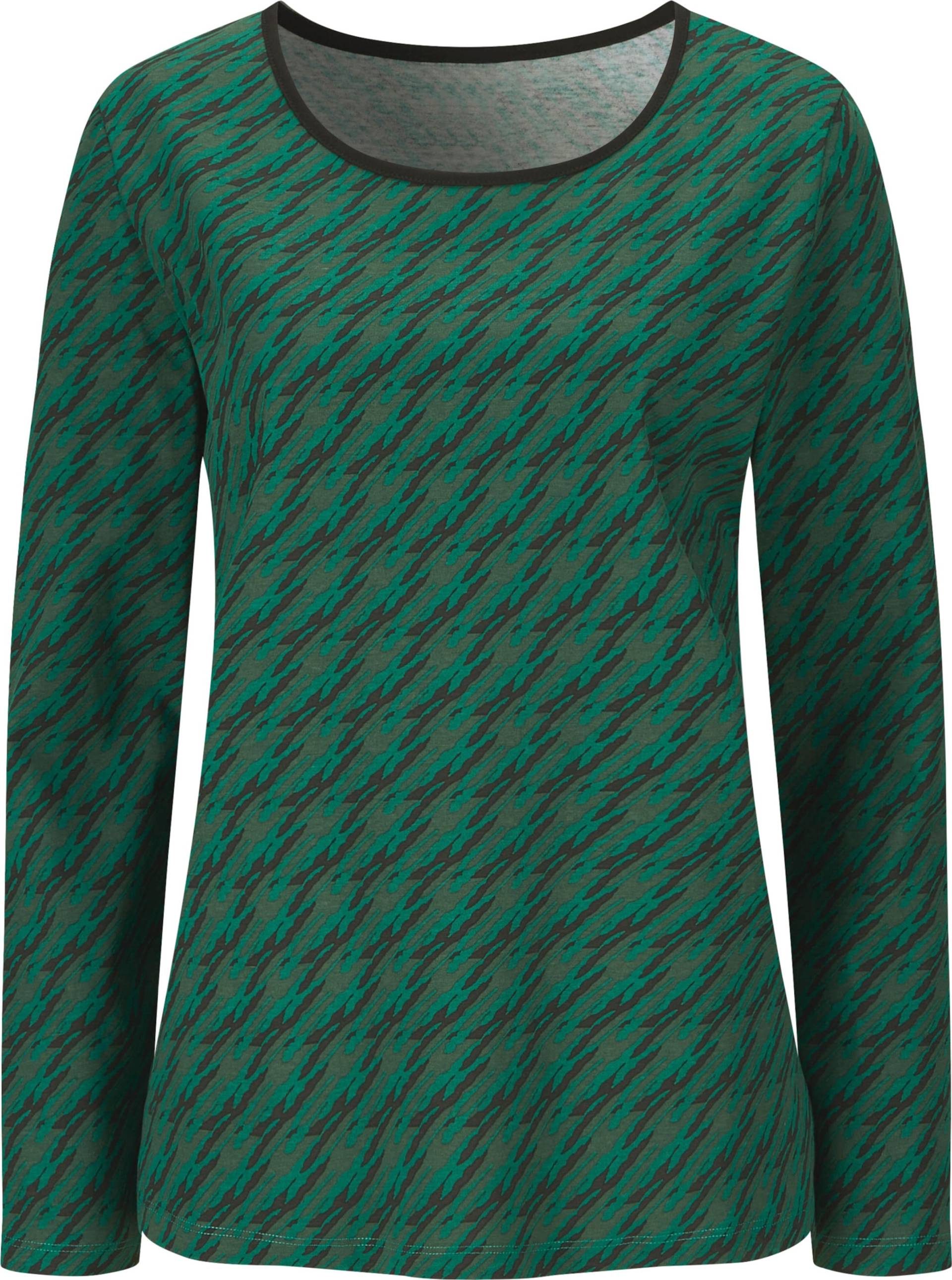 Sieh an! Damen Langarmshirt im grafischen Muster, grün-schwarz-bedruckt von Sieh an!