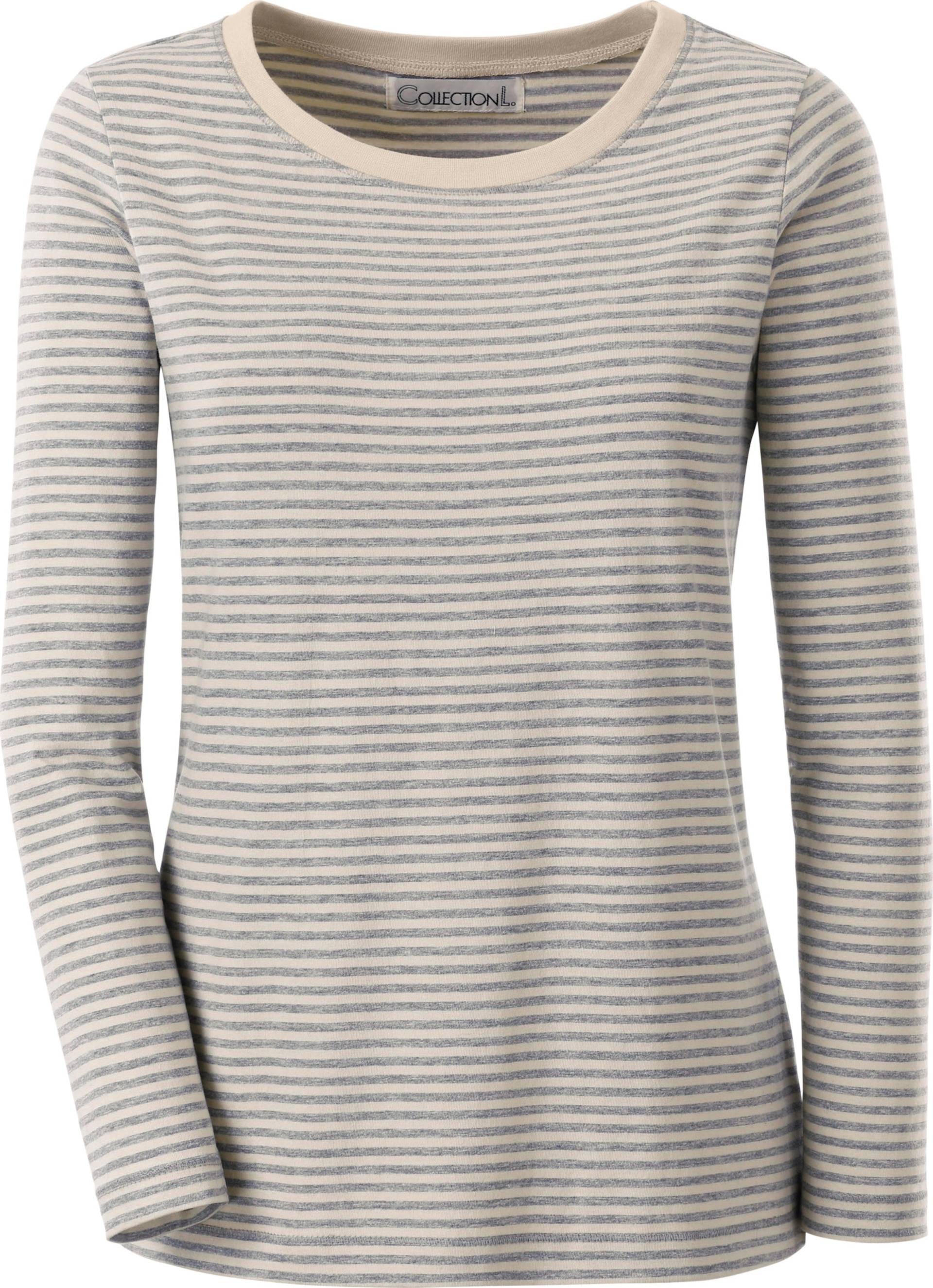 Sieh an! Damen Langarmshirt sand-grau-geringelt von Sieh an!