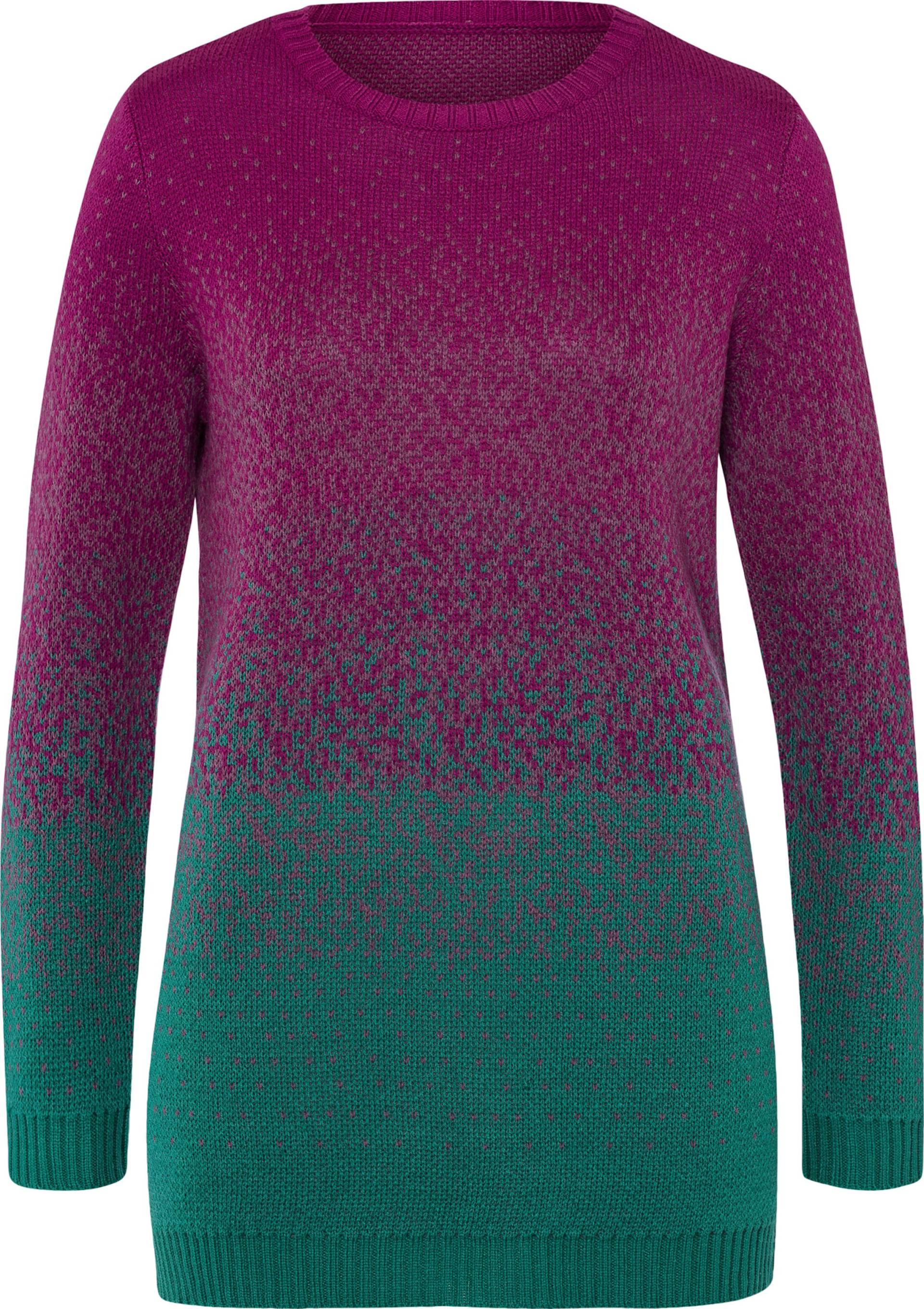 Sieh an! Damen Longpullover magenta-smaragd-gemustert von Sieh an!