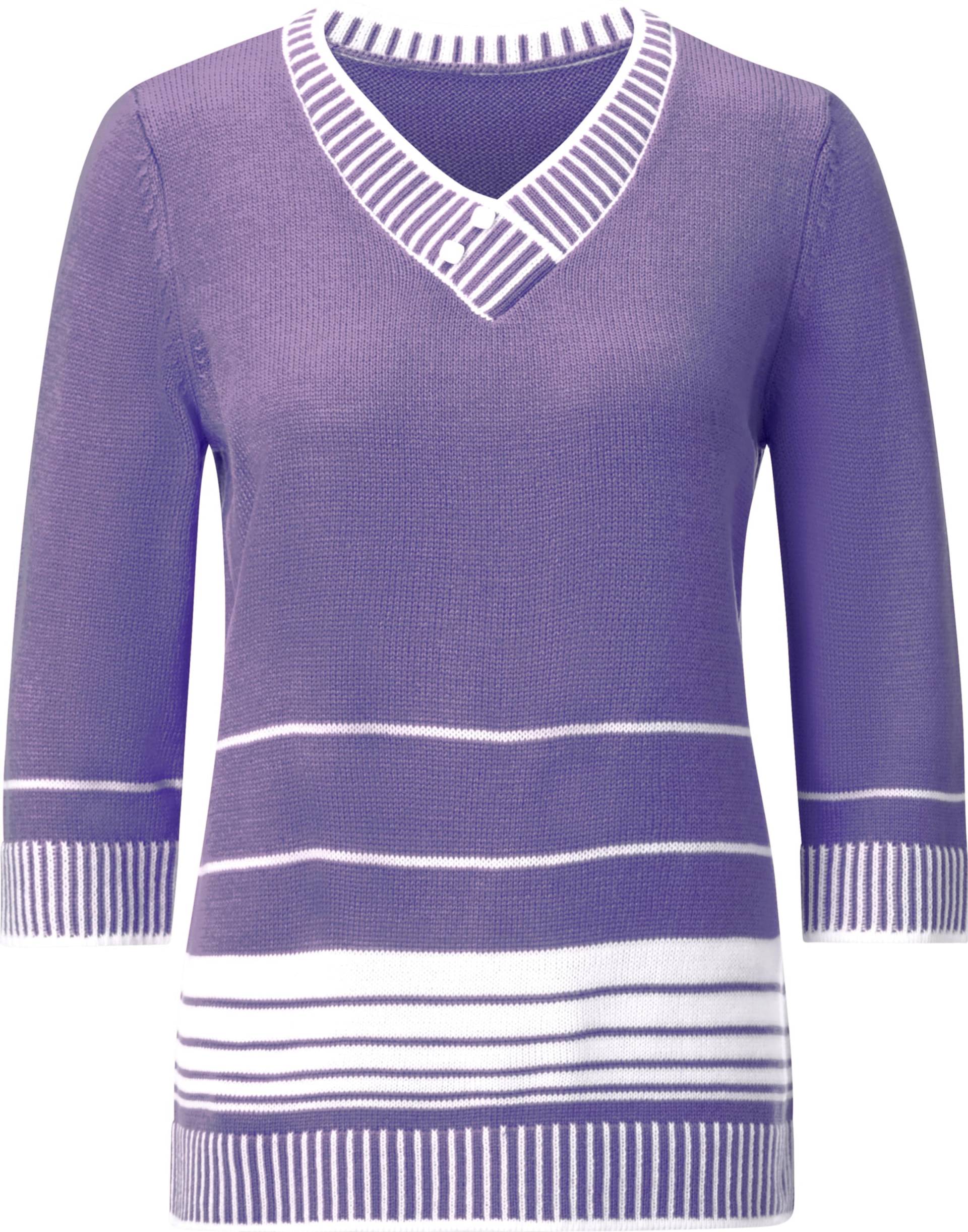 Sieh an! Damen Pullover lavendel-weiß-gestreift von Sieh an!