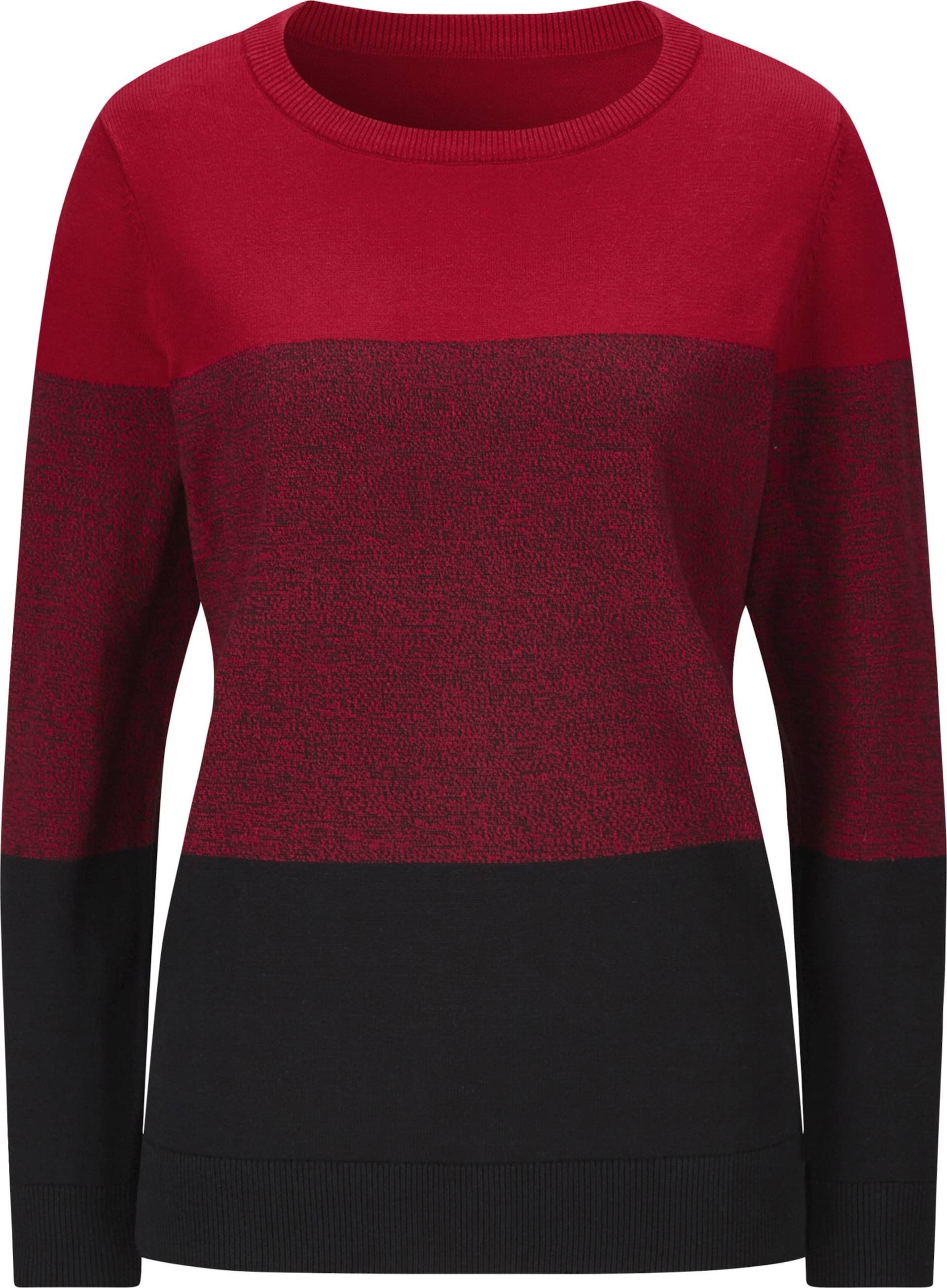 Sieh an! Damen Rundhals-Pullover rot-schwarz-gemustert von Sieh an!