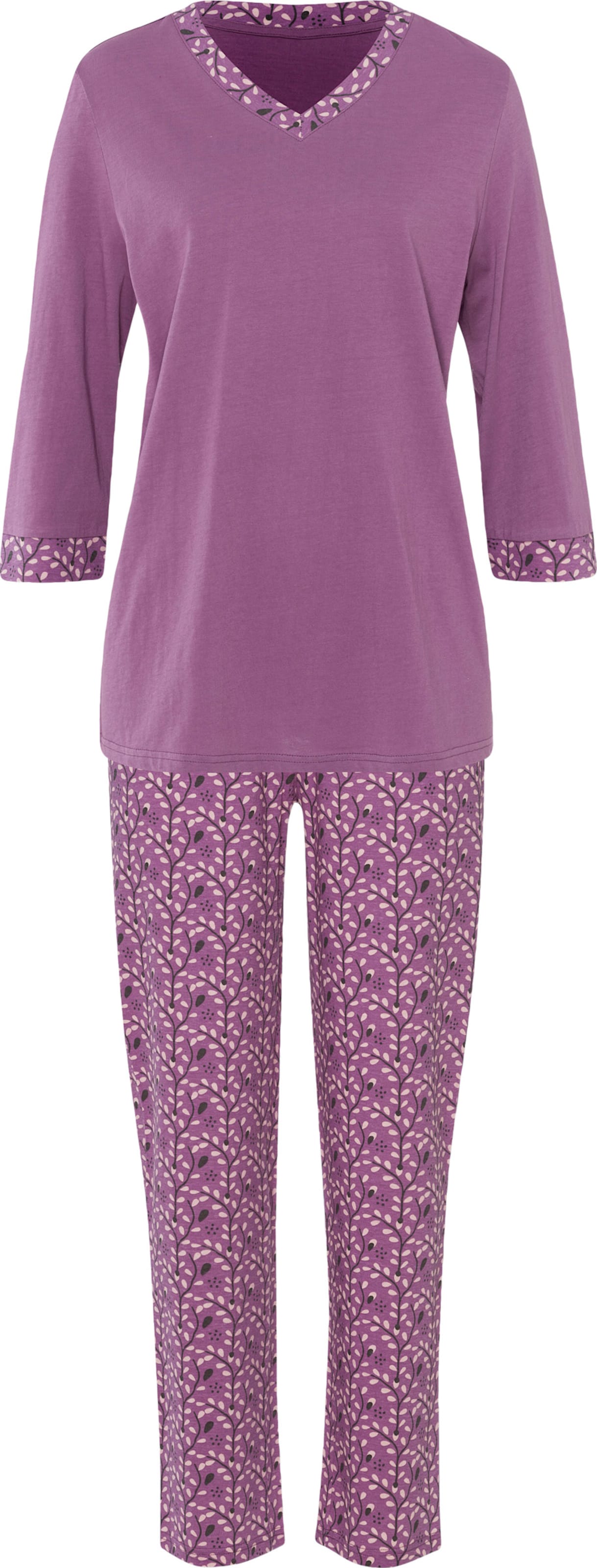 Sieh an! Damen Schlafanzug violett-hellrosé-bedruckt von Sieh an!