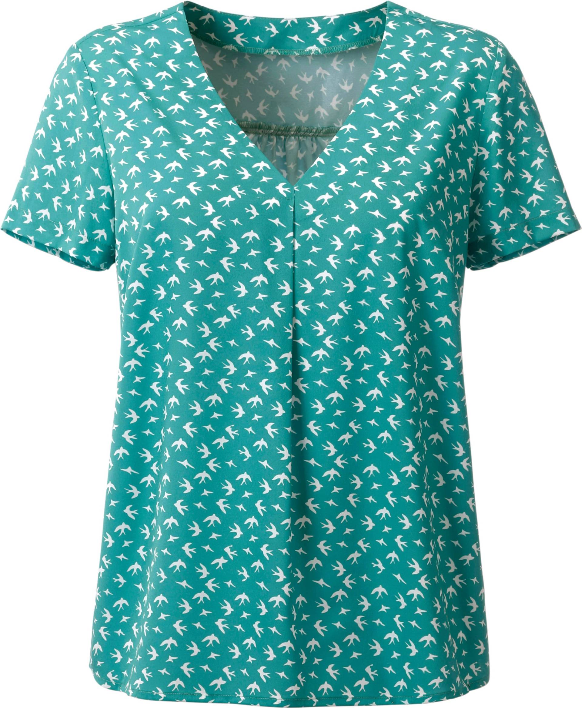 Sieh an! Damen Schlupf-Bluse mit Schwalben-Print allover, lagune-bedruckt von Sieh an!