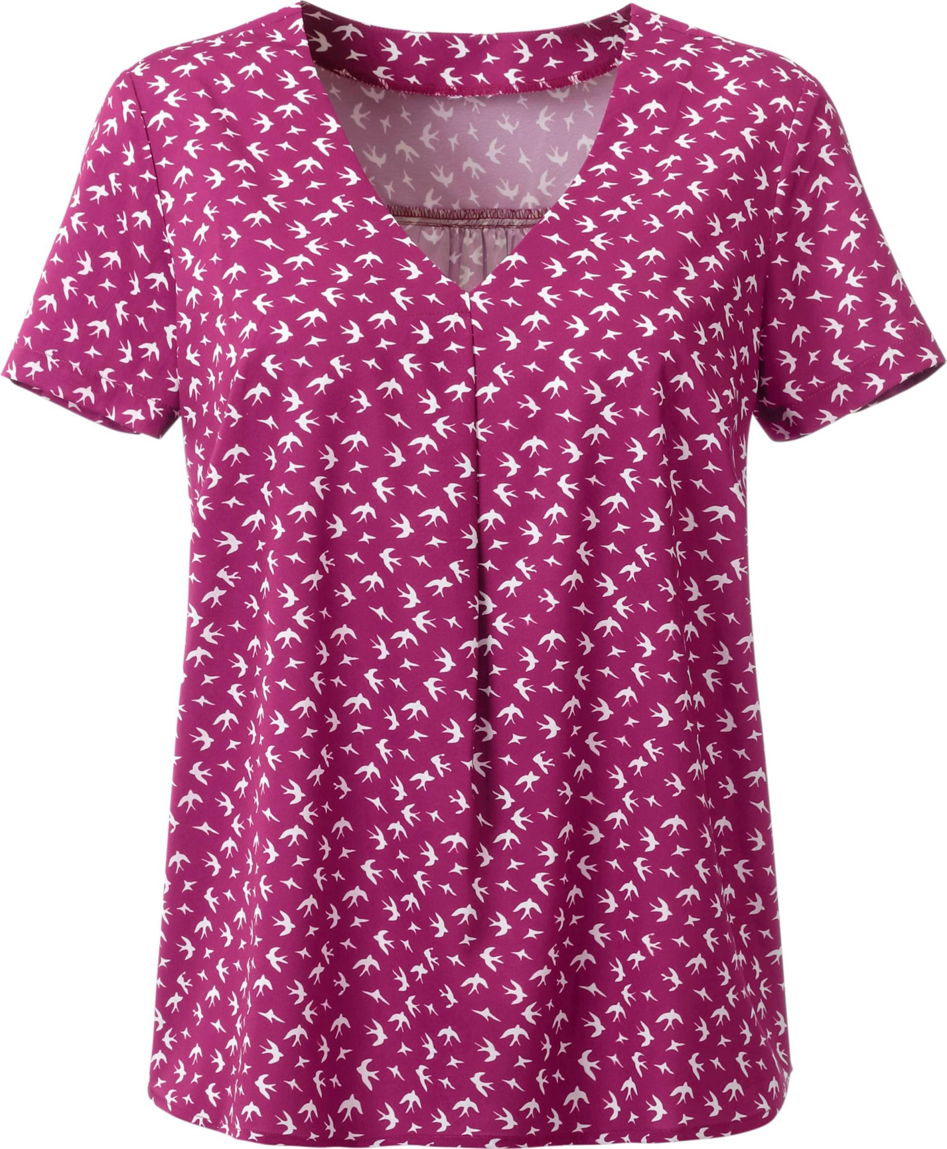 Sieh an! Damen Schlupf-Bluse mit Schwalben-Print allover, magenta-bedruckt von Sieh an!