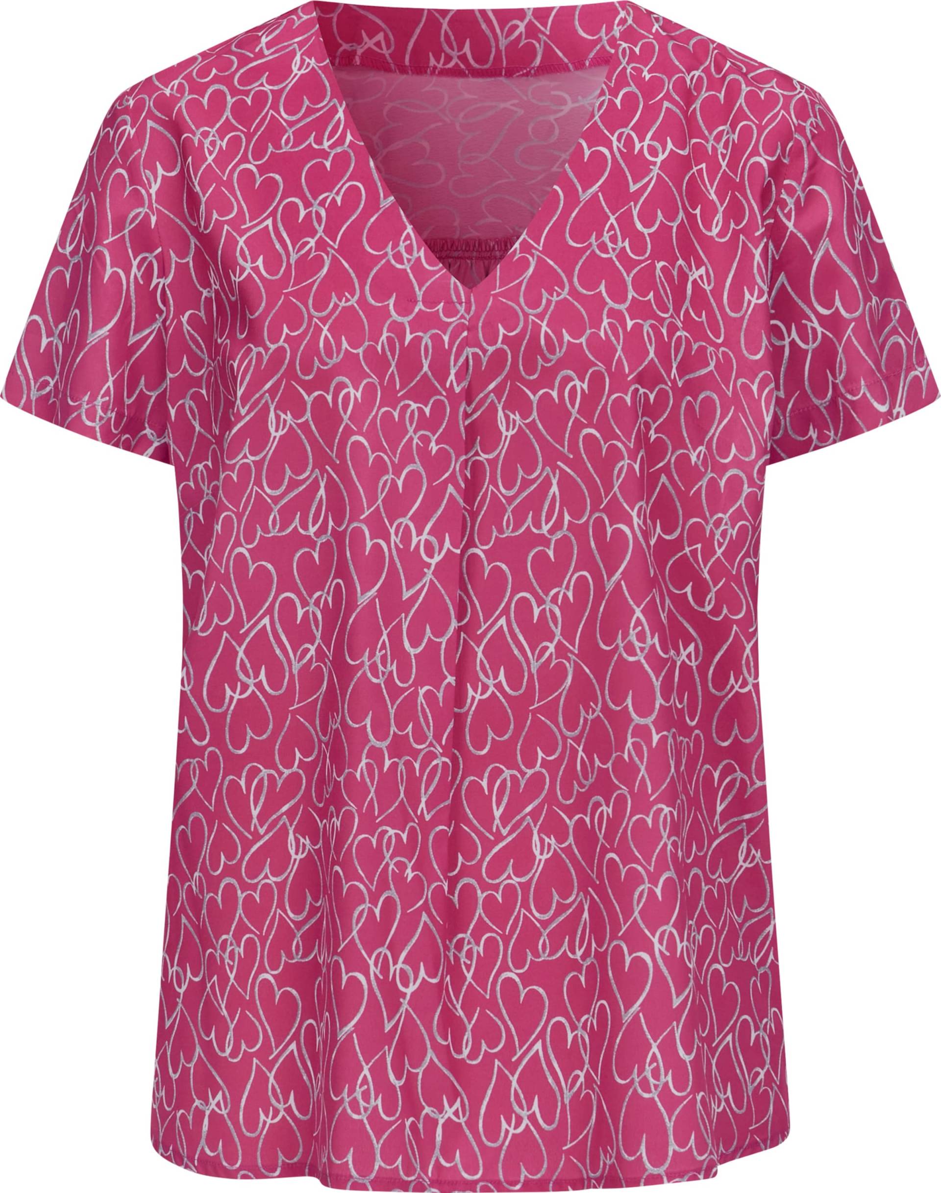 Sieh an! Damen Schlupf-Bluse im Herz-Dessin, pink-ecru-bedruckt von Sieh an!