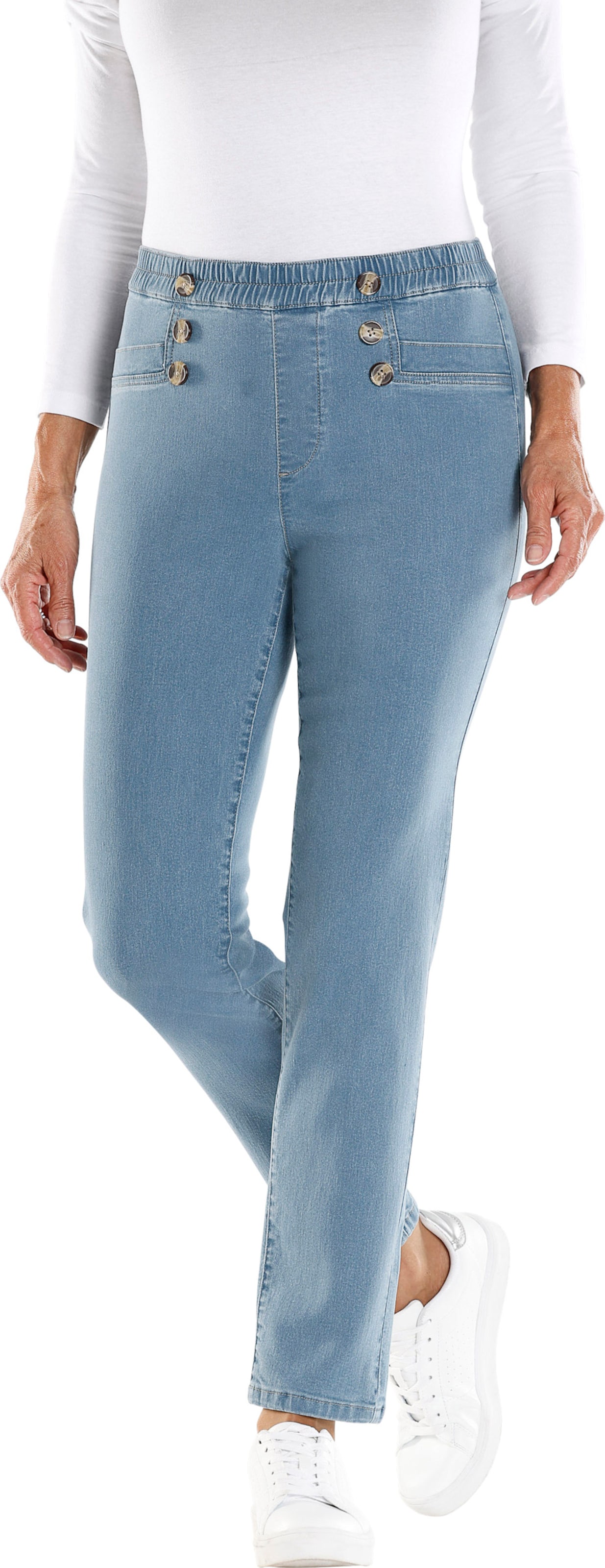 Sieh an! Damen Schlupfjeans blue-bleached von Sieh an!