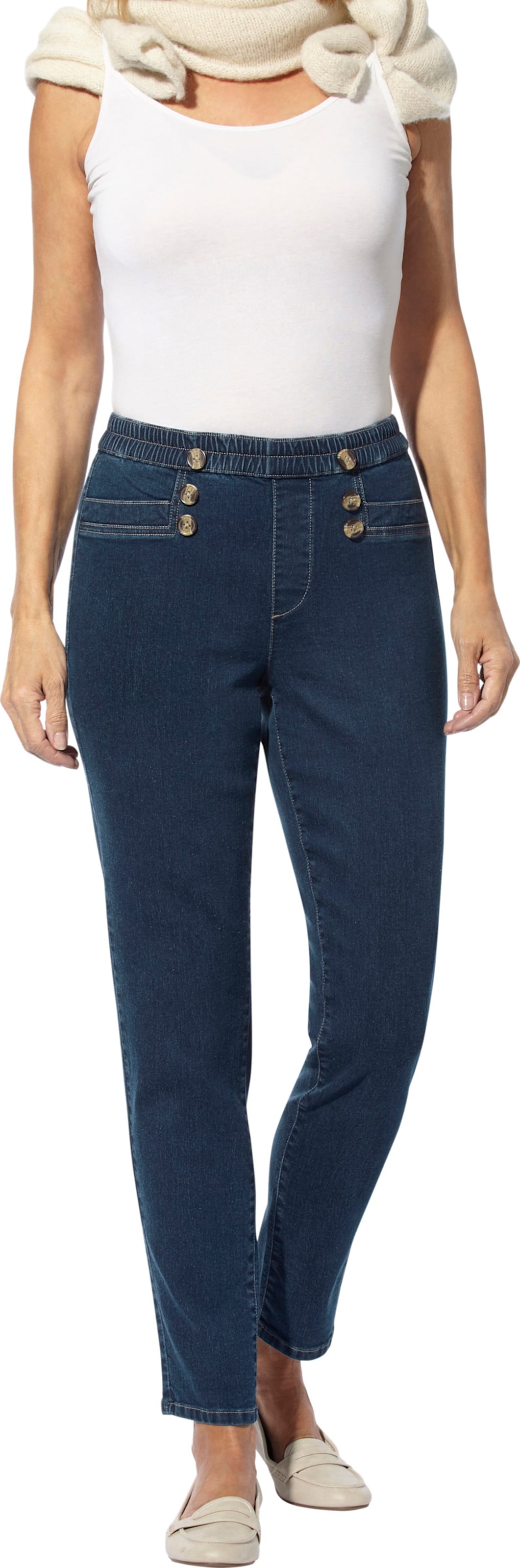 Sieh an! Damen Schlupfjeans blue-stone-washed von Sieh an!