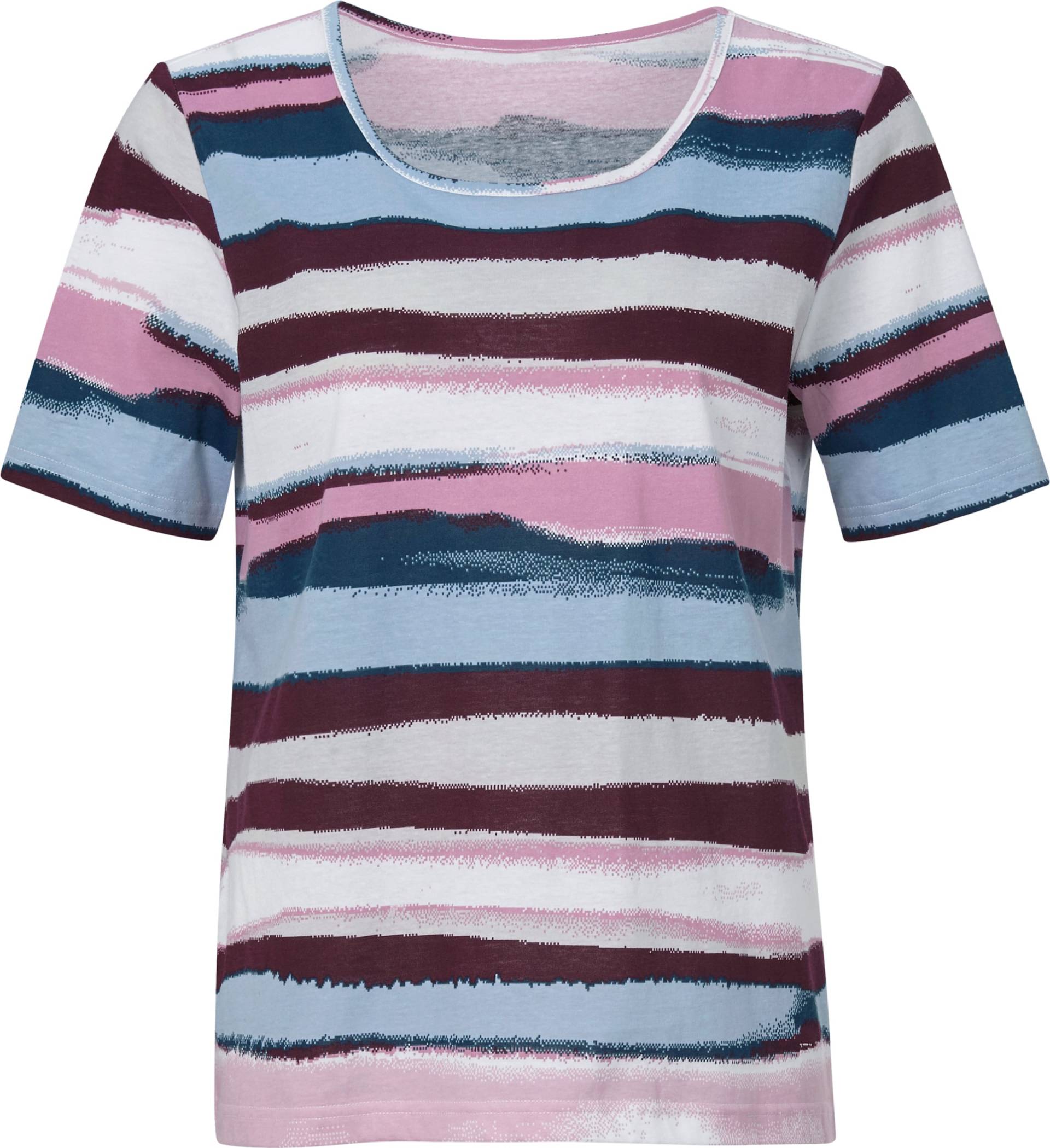 Sieh an! Damen Kurzarmshirt rosé-bleu-gestreift von Sieh an!