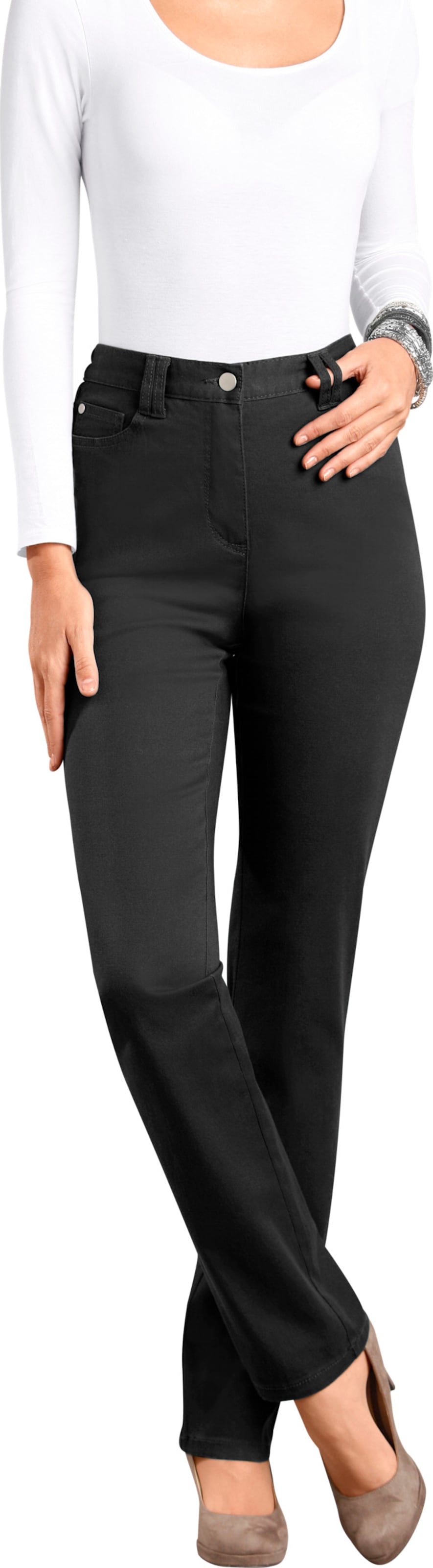 Sieh an! Damen Stretch-Hose mit seitlichem Dehnbund, schwarz von Sieh an!