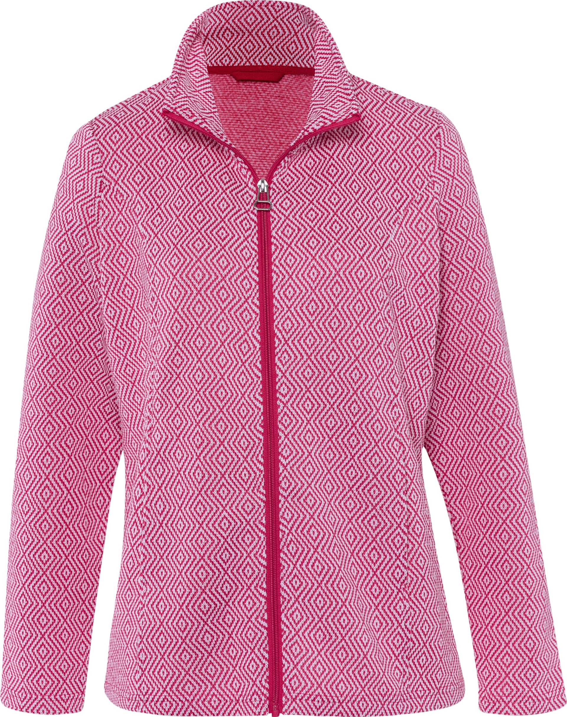 Sieh an! Damen Strickfleece-Jacke fuchsia-ecru-gemustert von Sieh an!