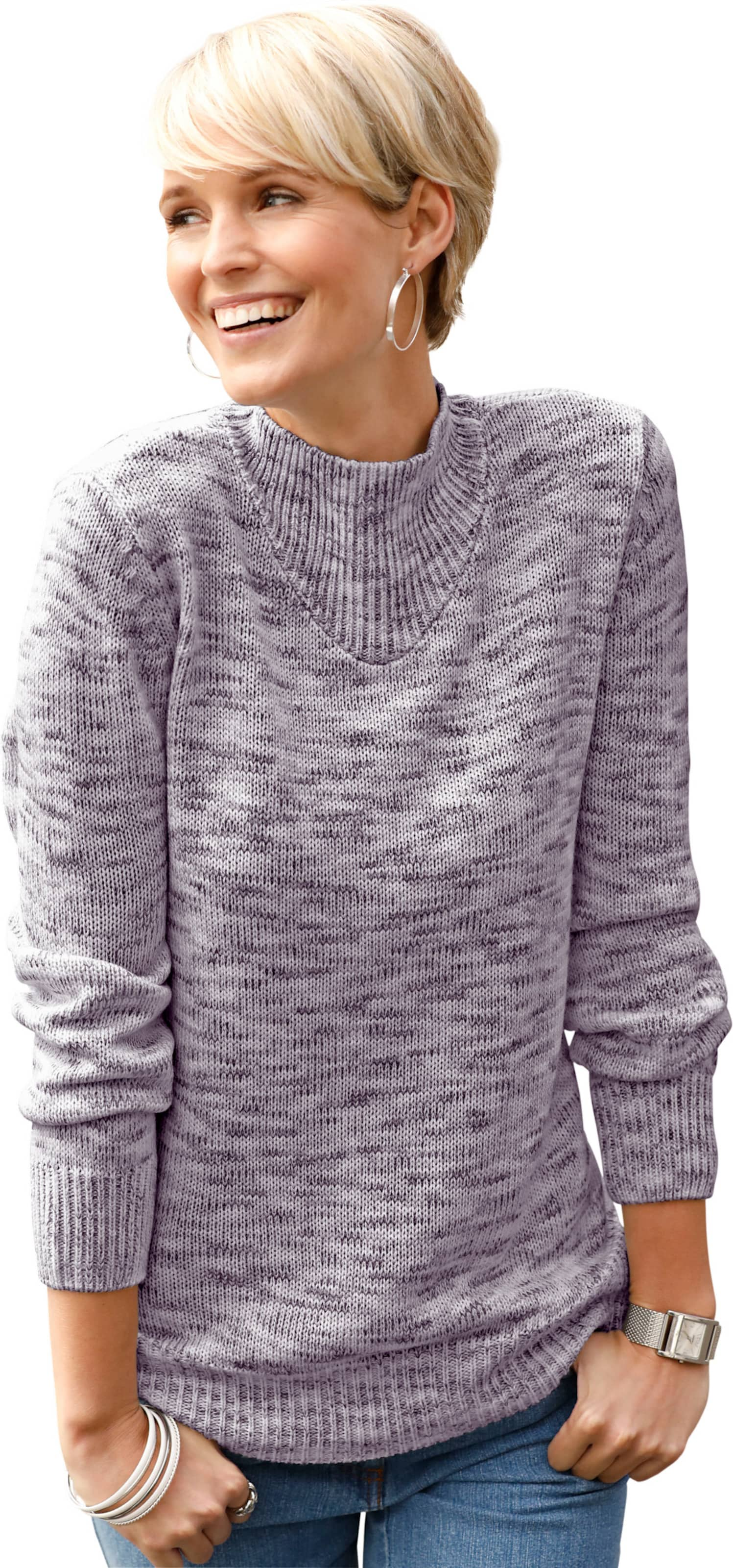 Sieh an! Damen Strickpullover lila-meliert von Sieh an!