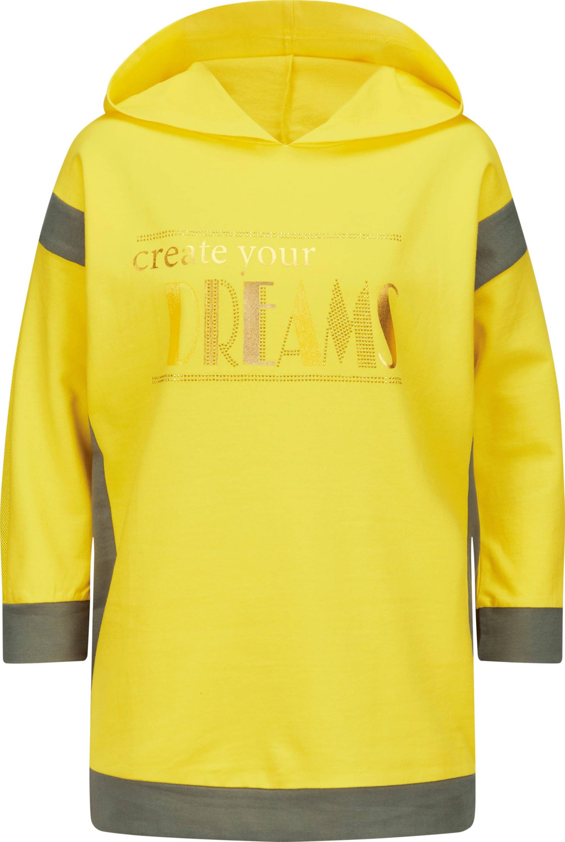 Sieh an! Damen Sweatshirt mit goldfarbenem Folien-Print, limone-khaki von Sieh an!
