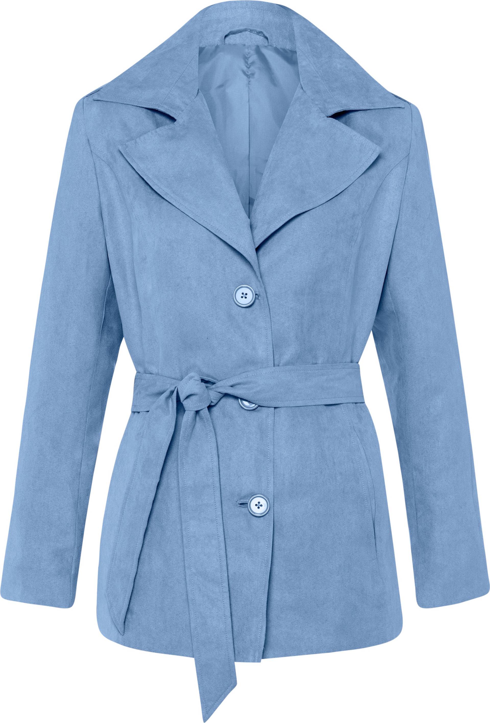 Sieh an! Damen Trenchcoat in Veloursleder-Optik, himmelblau von Sieh an!