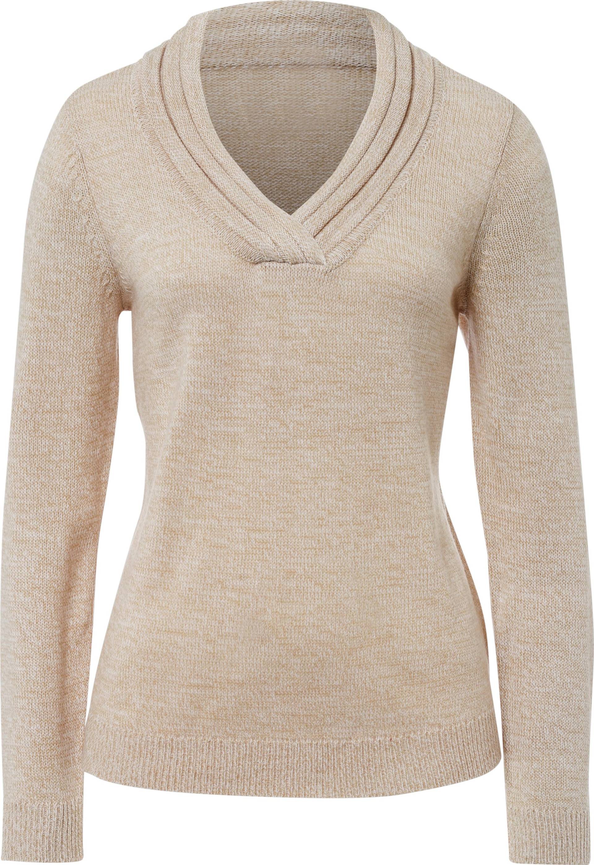 Sieh an! Damen V-Ausschnitt-Pullover beige-meliert von Sieh an!