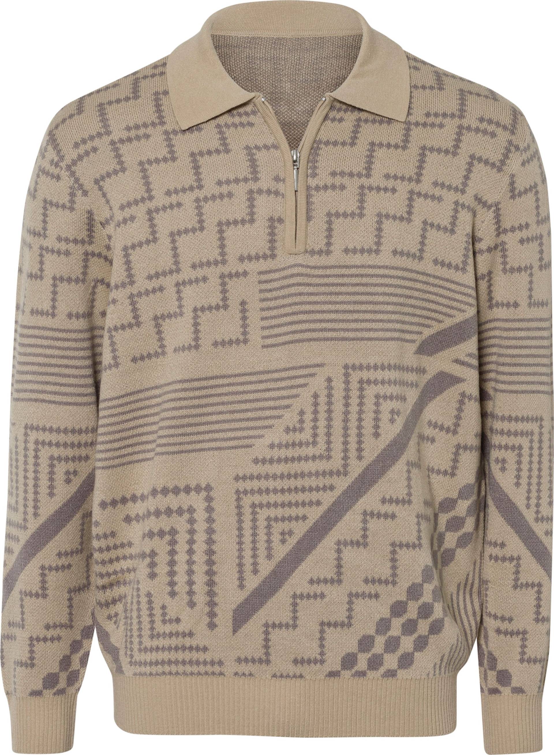 Sieh an! Herren Polopullover, beige-grau-gemustert von Sieh an!