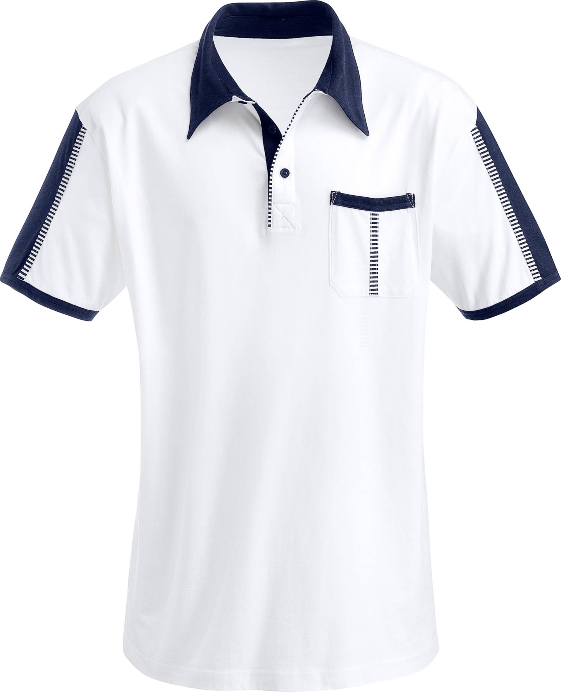 Sieh an! Herren Poloshirt weiß-marine von Sieh an!