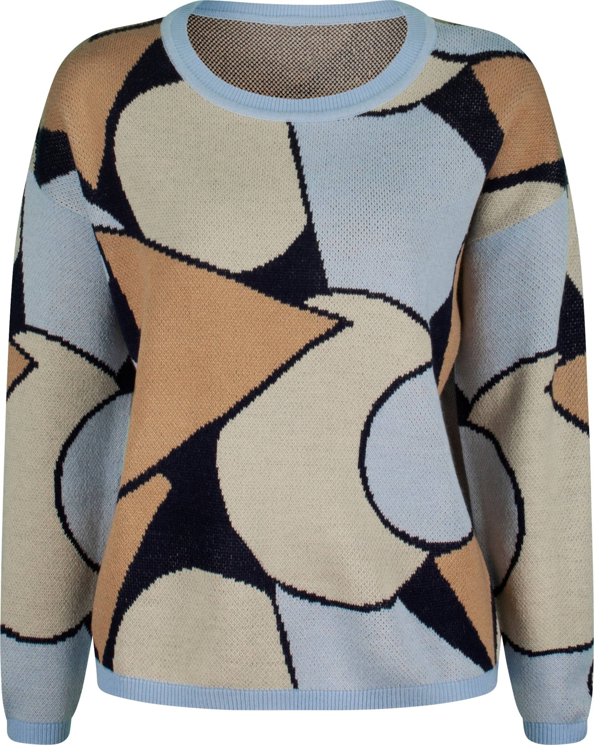 Sieh an! Damen Jacquard-Pullover camel-hellblau-gemustert von Sieh an!