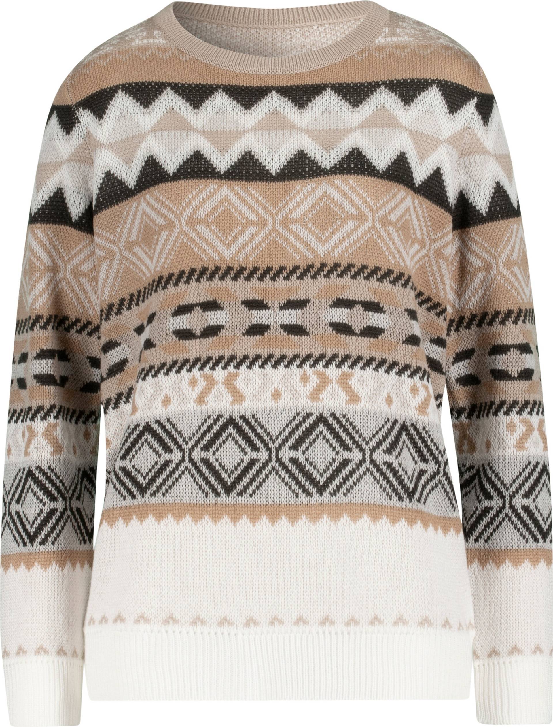 Sieh an! Damen Jacquard-Pullover camel-steingrau-gemustert von Sieh an!