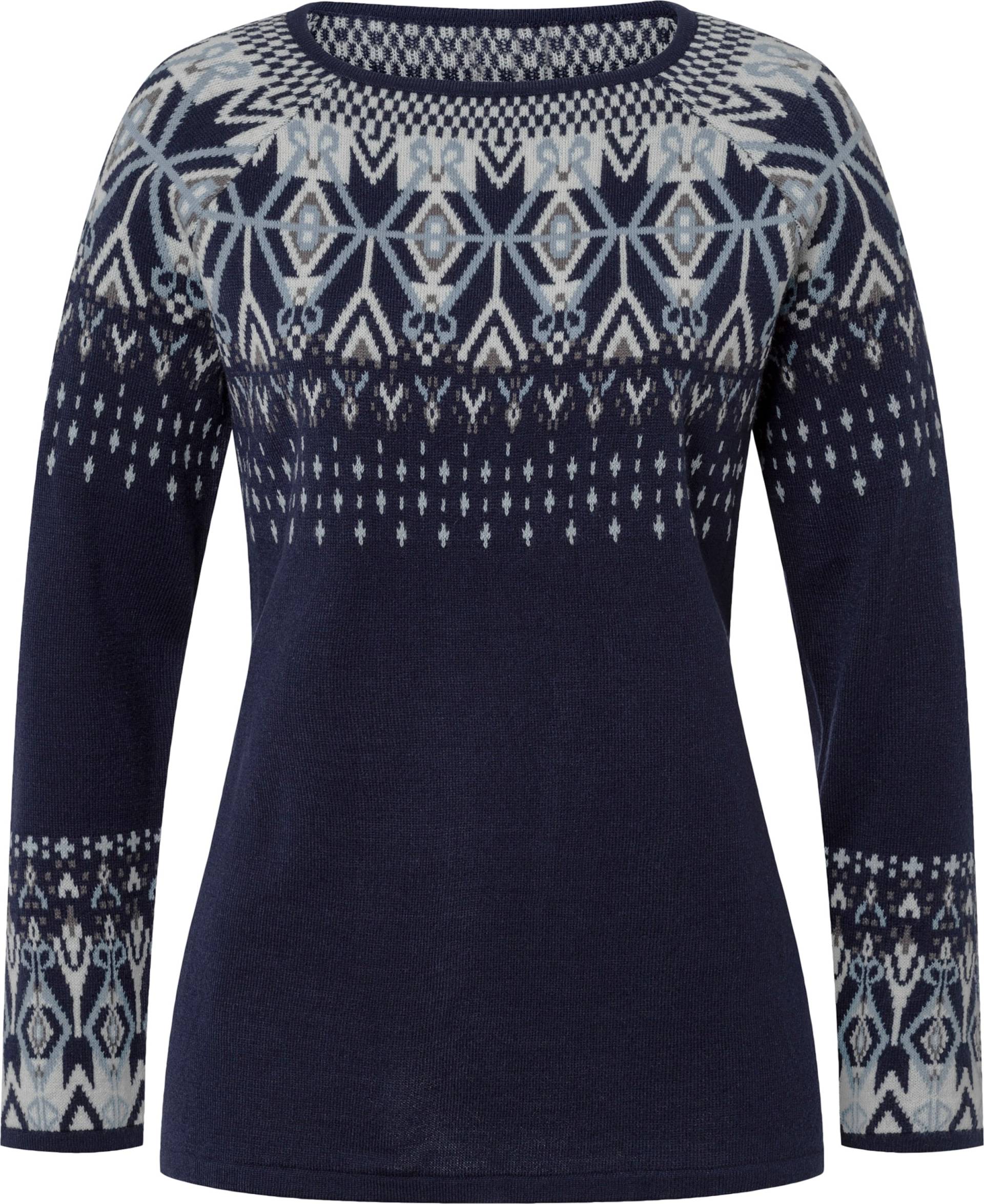 Sieh an! Damen Jacquard-Pullover marine-bleu-gemustert von Sieh an!