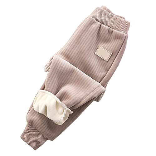 Kinder Fleece Hose Jungen Mädchen Herbst Winter Cord Freizeithose Sweathosen Sporthose Jogginghose (Braun, 92) von Siehin
