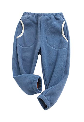 Kinder Fleece Hose Jungen Mädchen Herbst Winter Jogginghose Freizeithose Sweathose Sporthose (Blau, 120-125) von Siehin