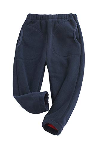 Kinder Fleece Hose Jungen Mädchen Herbst Winter Jogginghose Freizeithose Sweathose Sporthose (Dunkelblau, 150-155) von Siehin