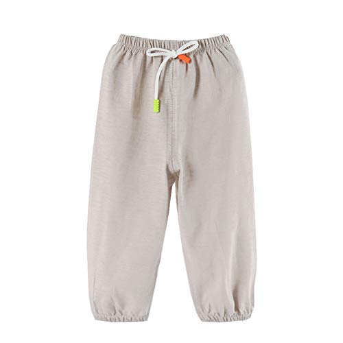 Kinder Jungen Mädchen Sommerhose Leinenhose Jogginghose Stoffhose Freizeithosen Haremshose (100 for Height 90-95cm, Grau) von Siehin