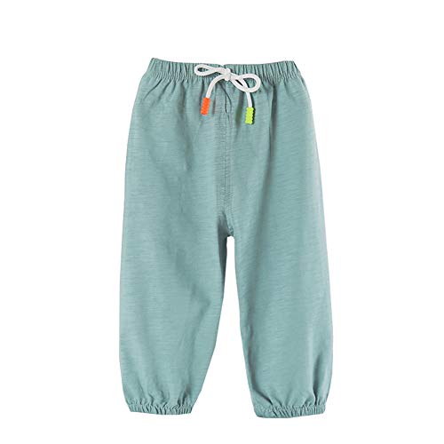 Kinder Jungen Mädchen Sommerhose Leinenhose Jogginghose Stoffhose Freizeithosen Haremshose (100 for Height 90-95cm, Grün) von Siehin