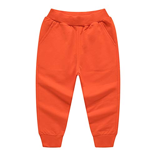 Kinder Jungen Mädchen Sporthose Baumwolle Freizeithose Jogginghose (Orange, 100-105) von Siehin