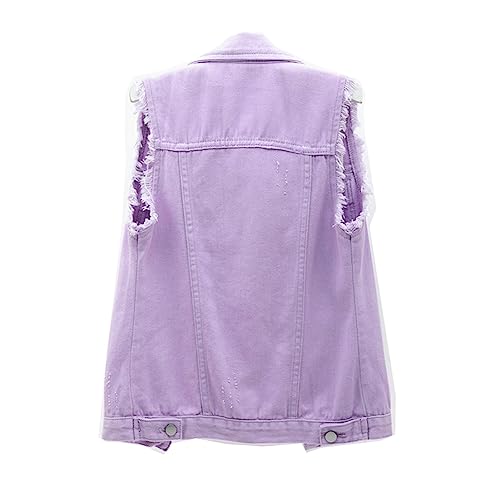 Siehin Damen Jeansweste Button Up Denim Weste Ärmellos Jeansjacke Beiläufige Jeansweste (Lila, 40) von Siehin
