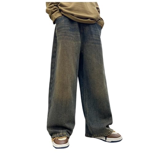 Siehin Jungen Gefütterte Jeanshose Regular Denimhose Kinder Herbst-Winter Baggy Straight Elastischem Bund Jeans von Siehin