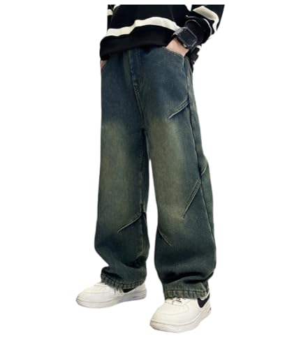 Siehin Jungen Jeanshose Denimhose Kinder Frühling-Herbst Baggy Straight Fit Jeans mit Elastischem Bund von Siehin